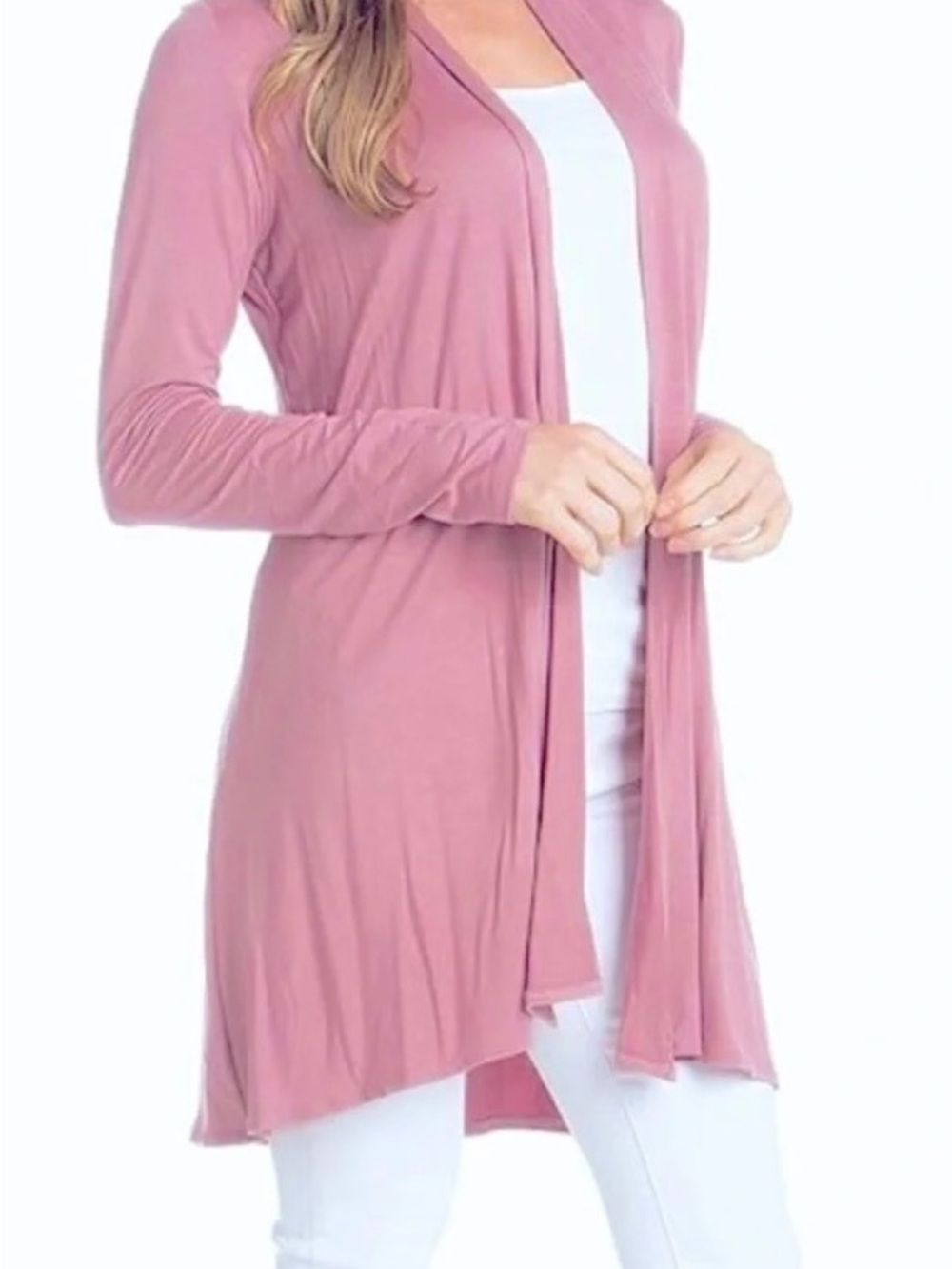 Muk Luks Dusty Rose Open Front Long Cardigan